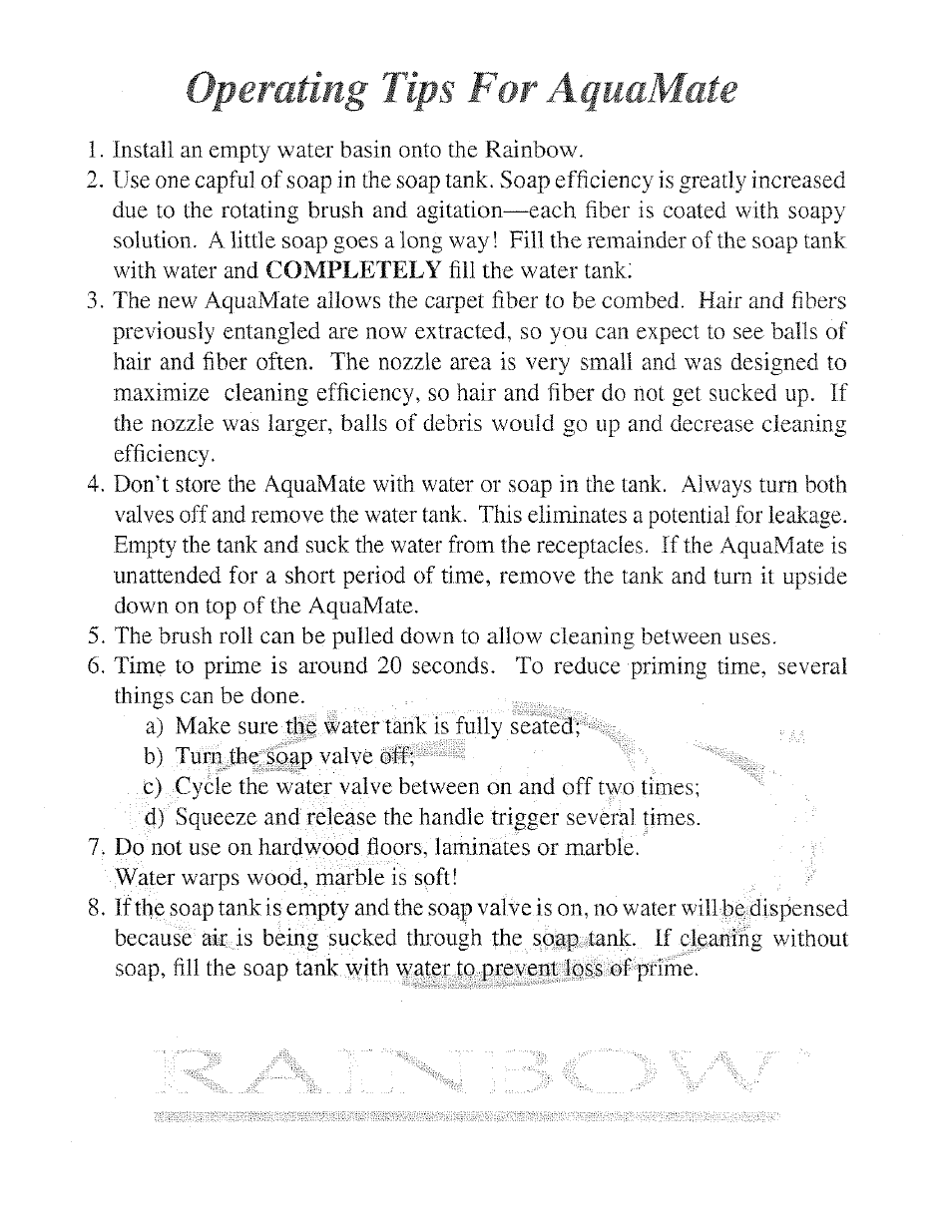 Rainbow AquaMate (e2 Silver) User Manual | Page 4 / 4