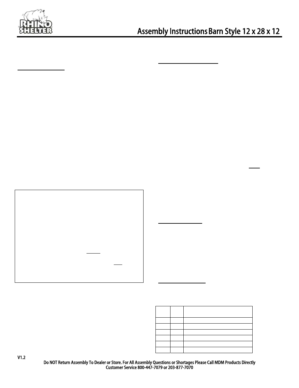 Rhino Shelter BARN-12W X 28L X 12H User Manual | 12 pages