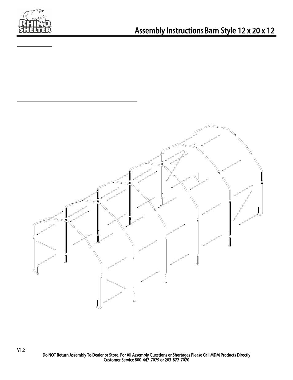 Assembly instructions | Rhino Shelter BARN-12W X 20L X 12H User Manual | Page 12 / 12