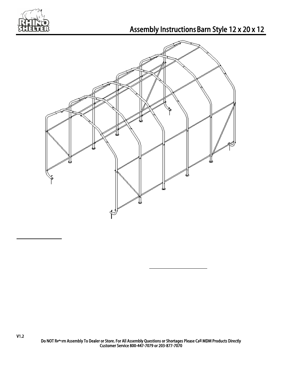 Site preparation, Frame arch assembly, Assembly instructions | Rhino Shelter BARN-12W X 20L X 12H User Manual | Page 3 / 12