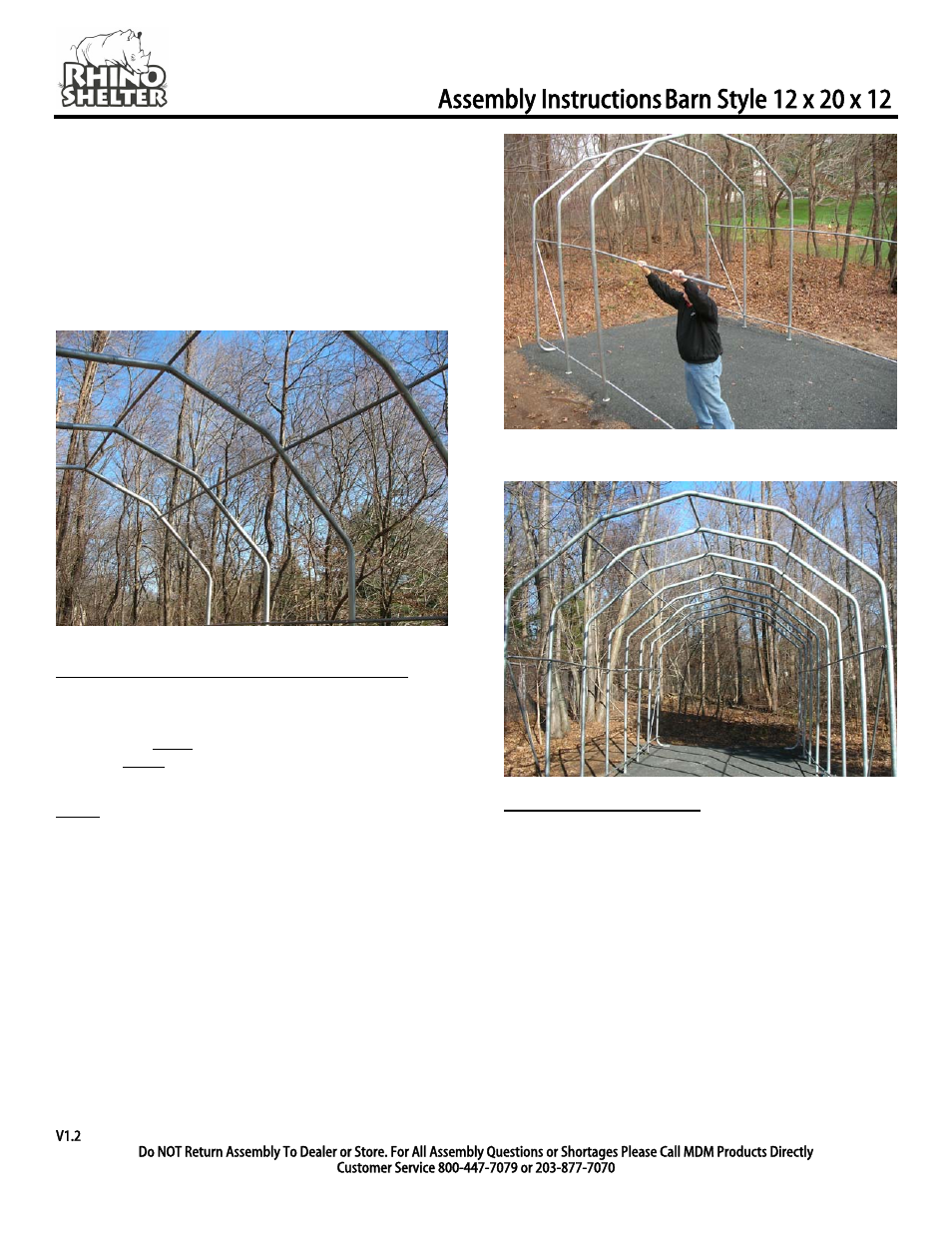 Step 5 – add remaining arches to frame, Square & level frame, Assembly instructions | Rhino Shelter BARN-12W X 20L X 12H User Manual | Page 5 / 12