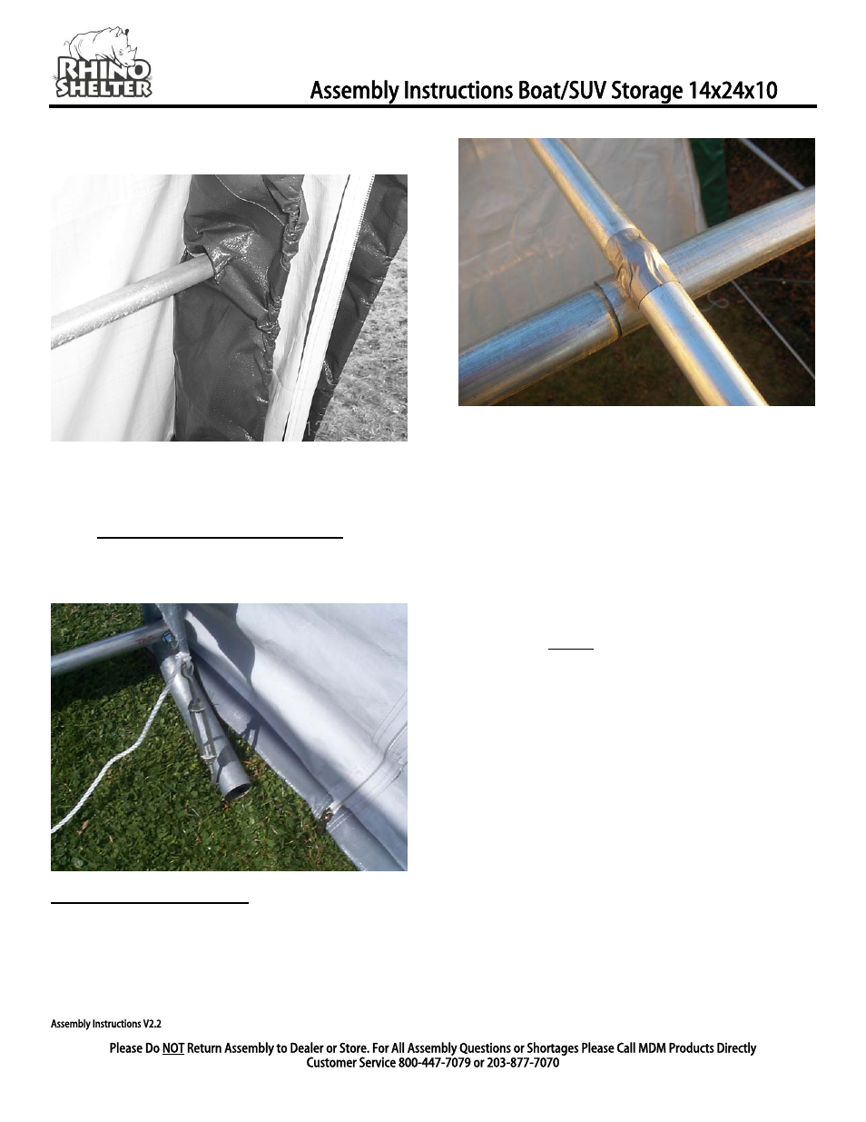 Main cover installation | Rhino Shelter ROUND-14W X 24L X 10H User Manual | Page 7 / 8