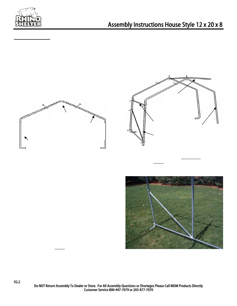 Frame assembly | Rhino Shelter HOUSE-12W X 20L X 8H User Manual | Page 3 / 9
