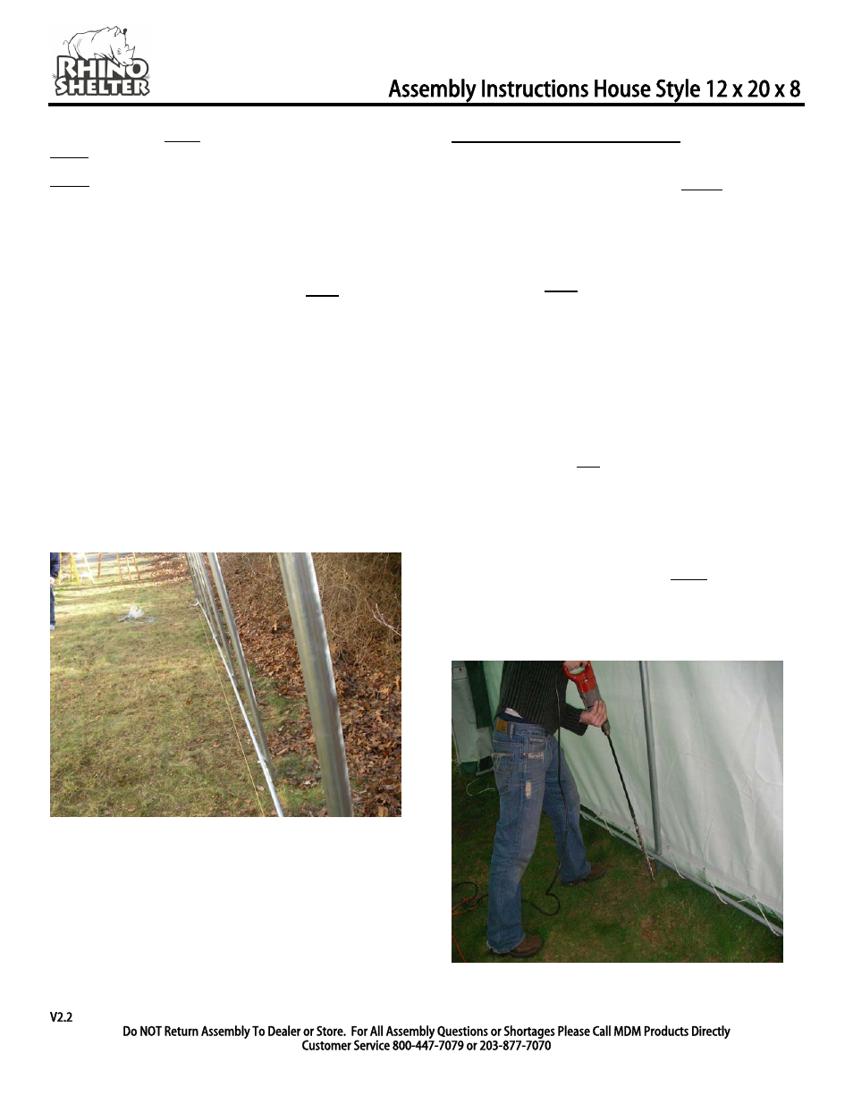 Anchoring frame to ground | Rhino Shelter HOUSE-12W X 20L X 8H User Manual | Page 4 / 9