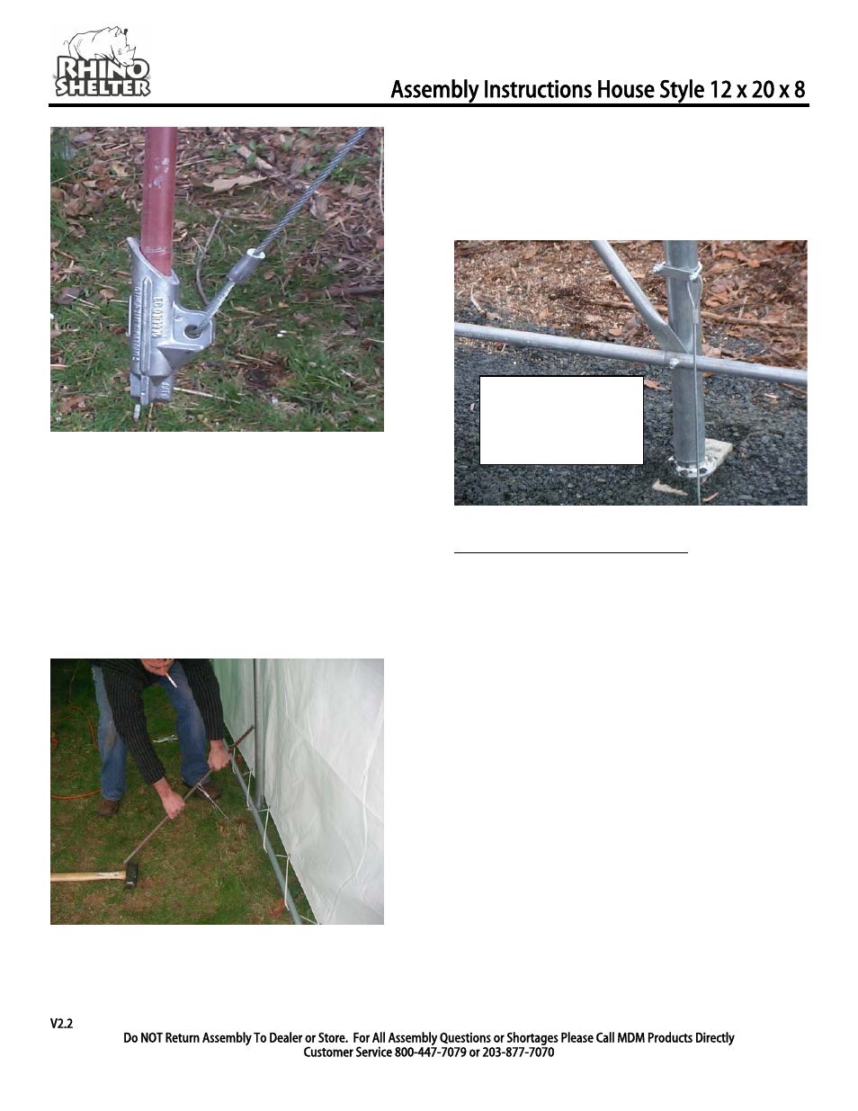 Anchor step 2, End door panel installation | Rhino Shelter HOUSE-12W X 20L X 8H User Manual | Page 5 / 9