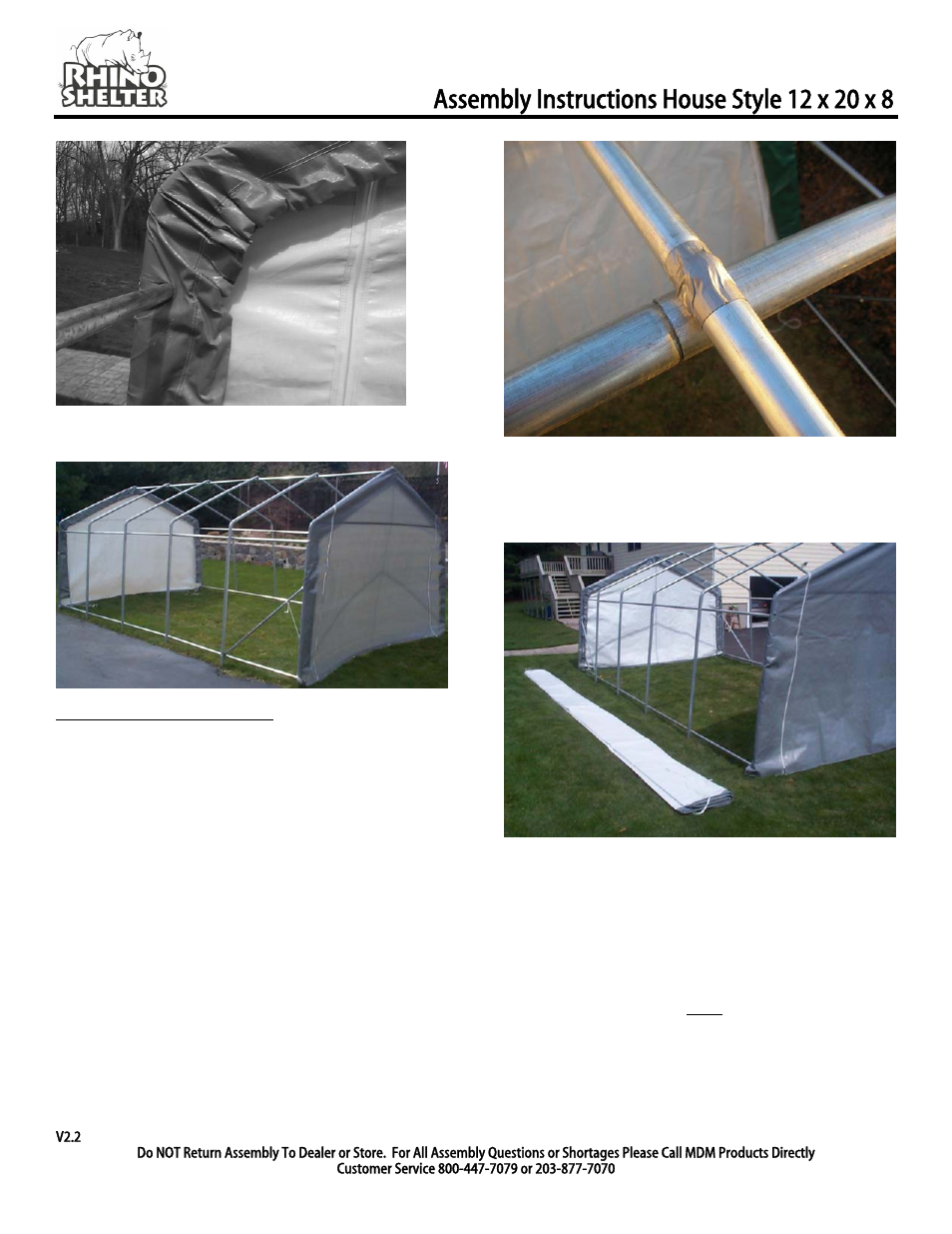 Main cover installation | Rhino Shelter HOUSE-12W X 20L X 8H User Manual | Page 7 / 9
