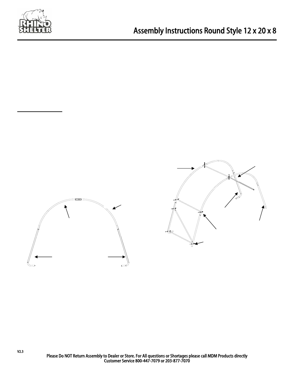 Frame assembly | Rhino Shelter ROUND-12W X 20L X 8H User Manual | Page 3 / 9