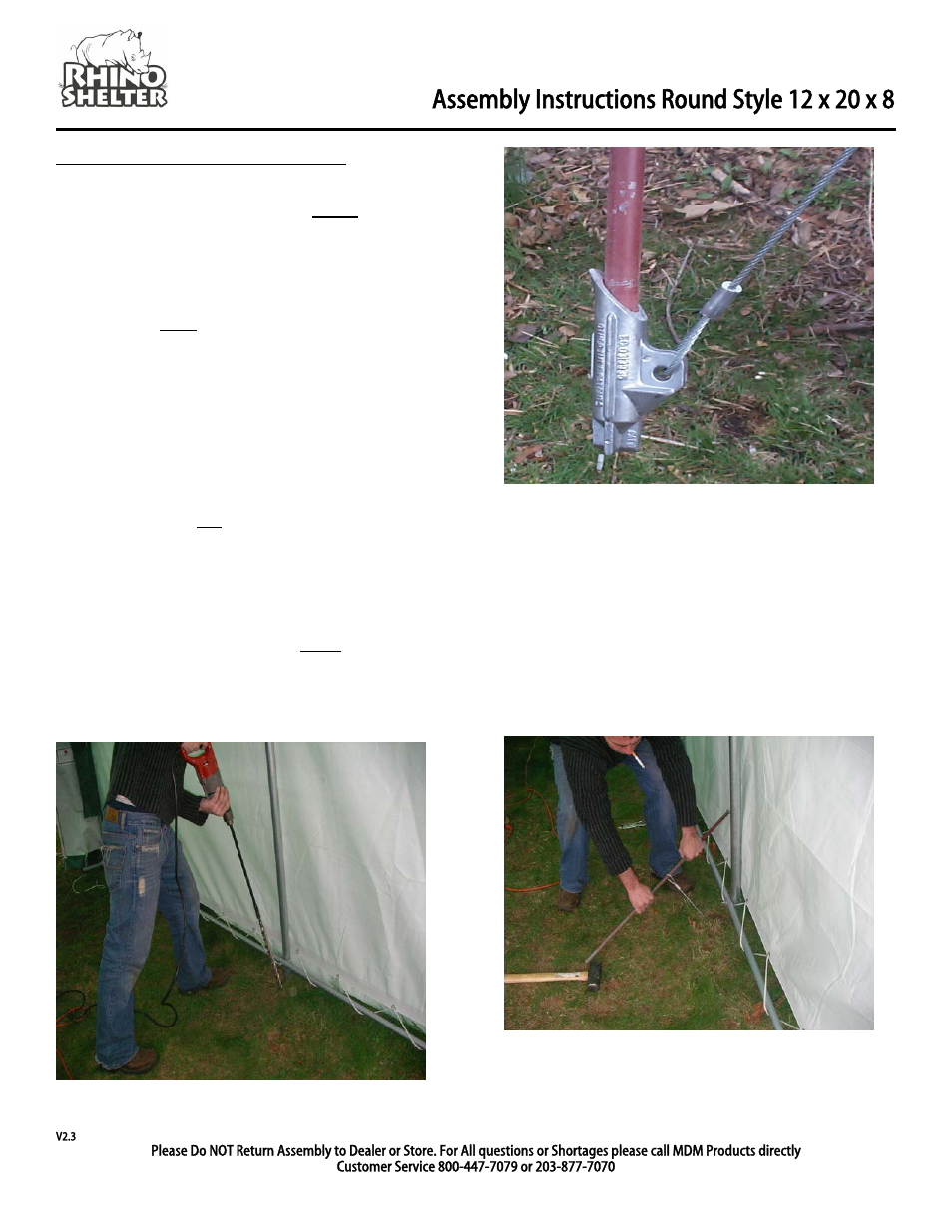 Anchoring frame to the ground, Anchor step 2 | Rhino Shelter ROUND-12W X 20L X 8H User Manual | Page 5 / 9