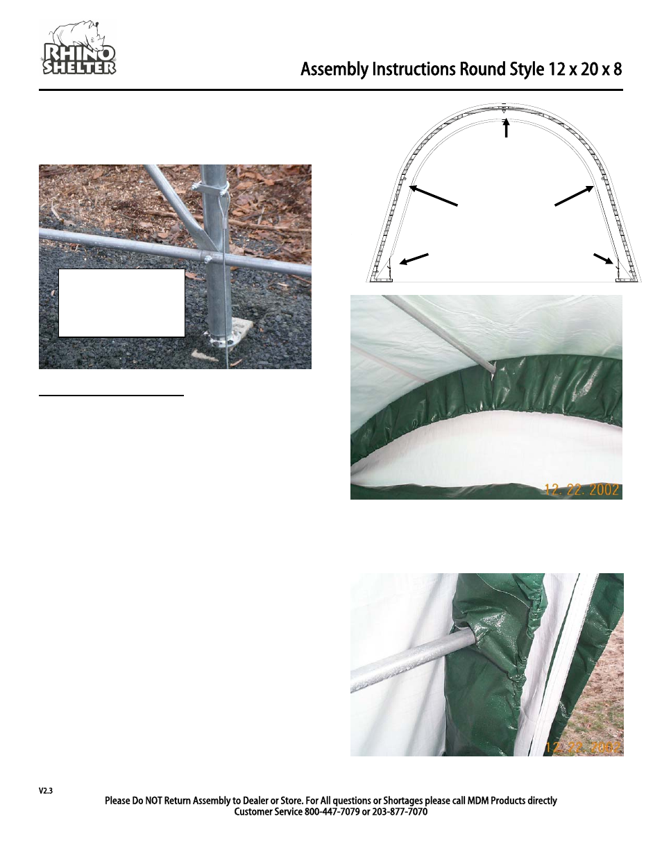 End panel installation | Rhino Shelter ROUND-12W X 20L X 8H User Manual | Page 6 / 9