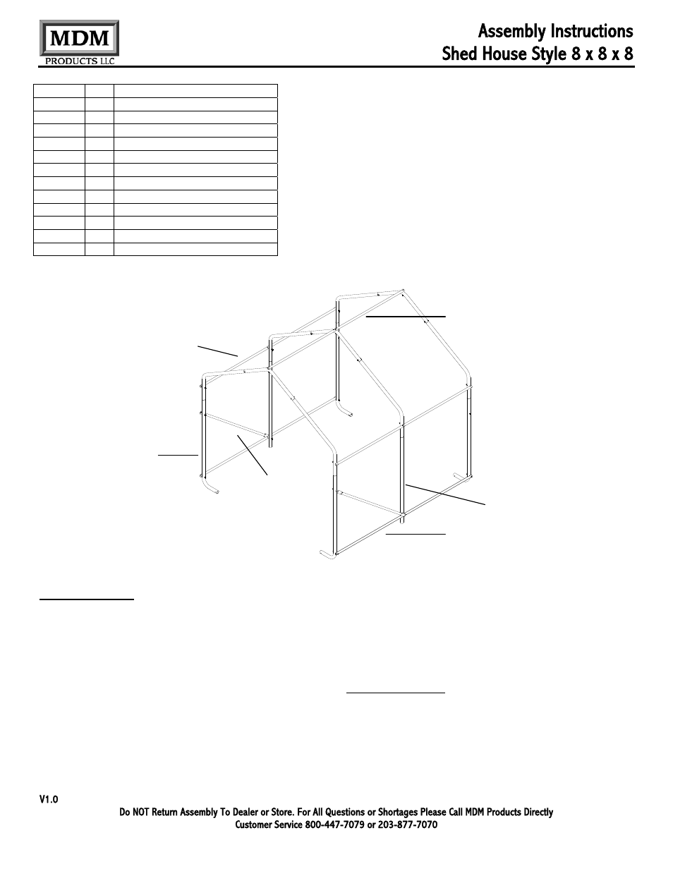 Assembly instructions, Shed house style 8 x 8 x 8 | Rhino Shelter SHED-8W X 8L X 8H User Manual | Page 2 / 8