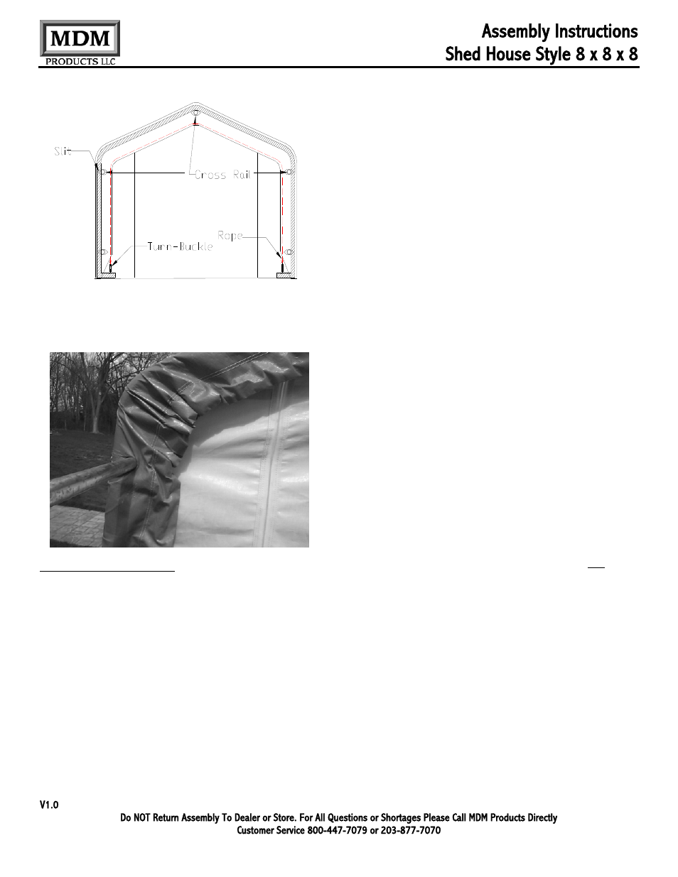 Assembly instructions, Shed house style 8 x 8 x 8 | Rhino Shelter SHED-8W X 8L X 8H User Manual | Page 6 / 8