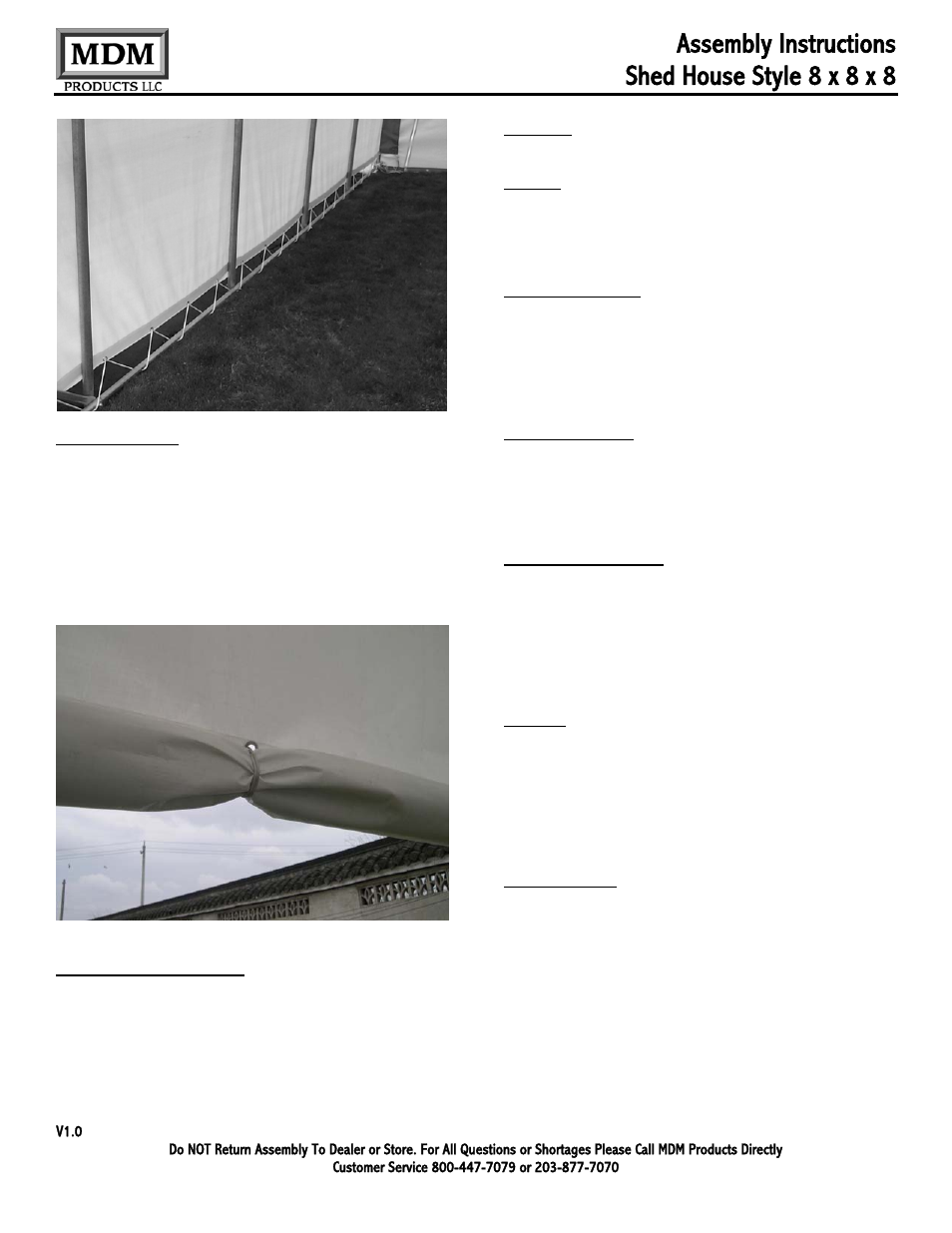 Assembly instructions, Shed house style 8 x 8 x 8 | Rhino Shelter SHED-8W X 8L X 8H User Manual | Page 7 / 8