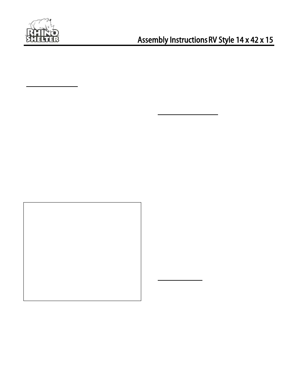 Rhino Shelter HOUSE-14W X 42L X 15H User Manual | 11 pages