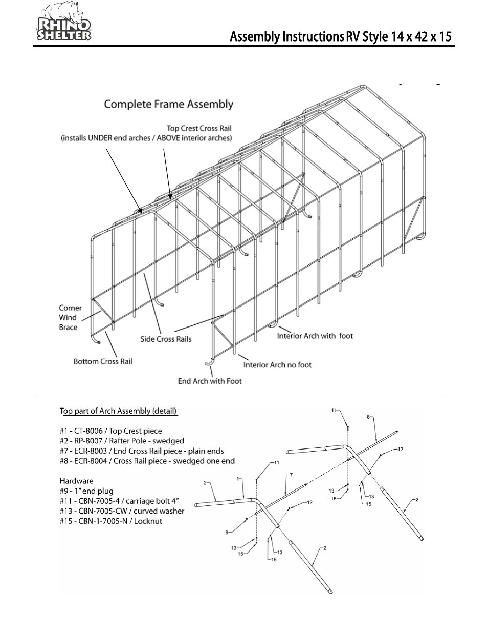 Assembly instructions | Rhino Shelter HOUSE-14W X 42L X 15H User Manual | Page 3 / 11