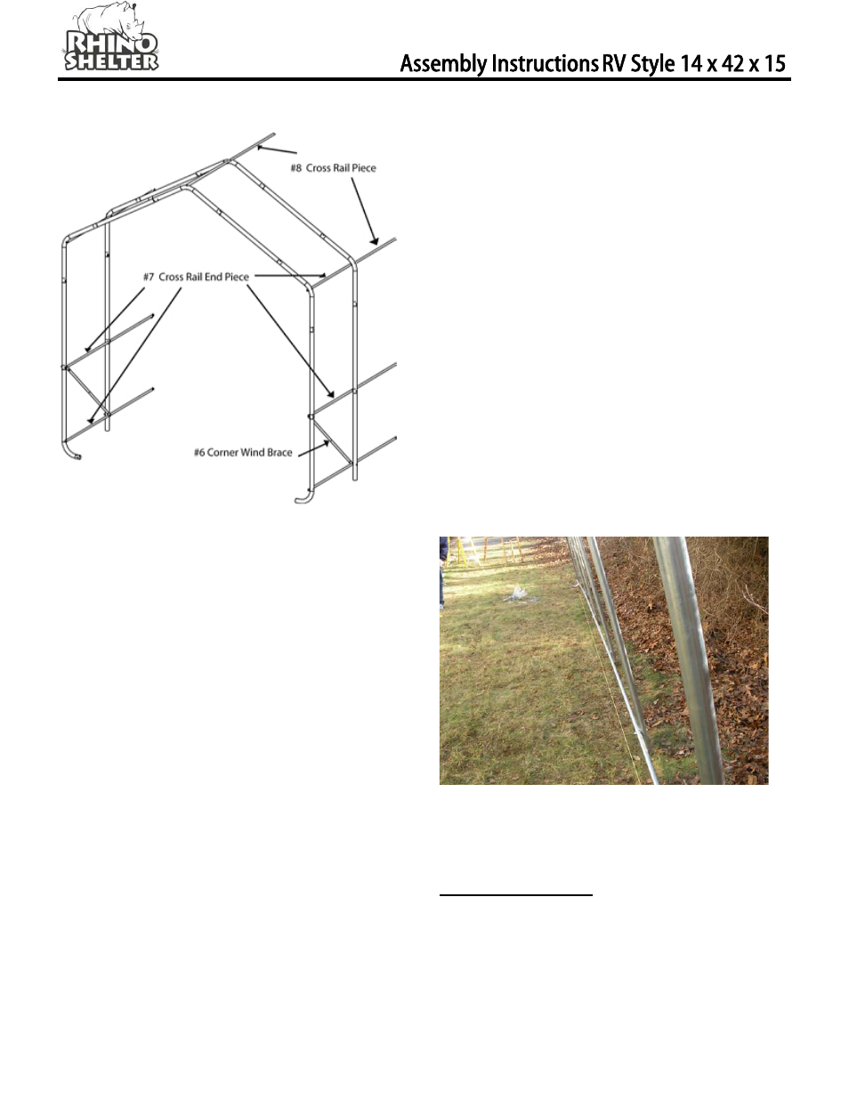 Arch base support, Assembly instructions | Rhino Shelter HOUSE-14W X 42L X 15H User Manual | Page 5 / 11