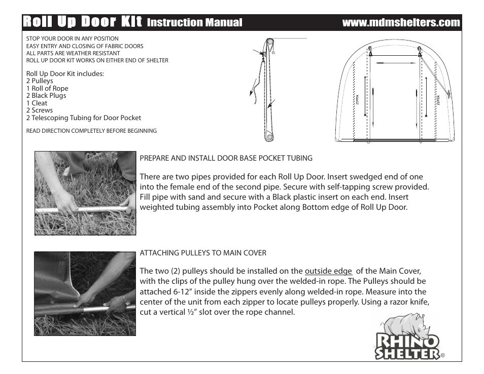Rhino Shelter SM ROLL-UP DOOR KIT User Manual | 2 pages