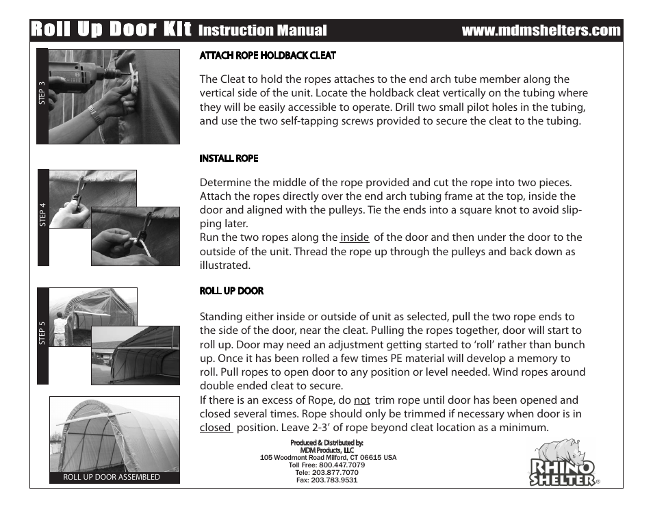 Rollupdoor2, Roll up door kit | Rhino Shelter SM ROLL-UP DOOR KIT User Manual | Page 2 / 2
