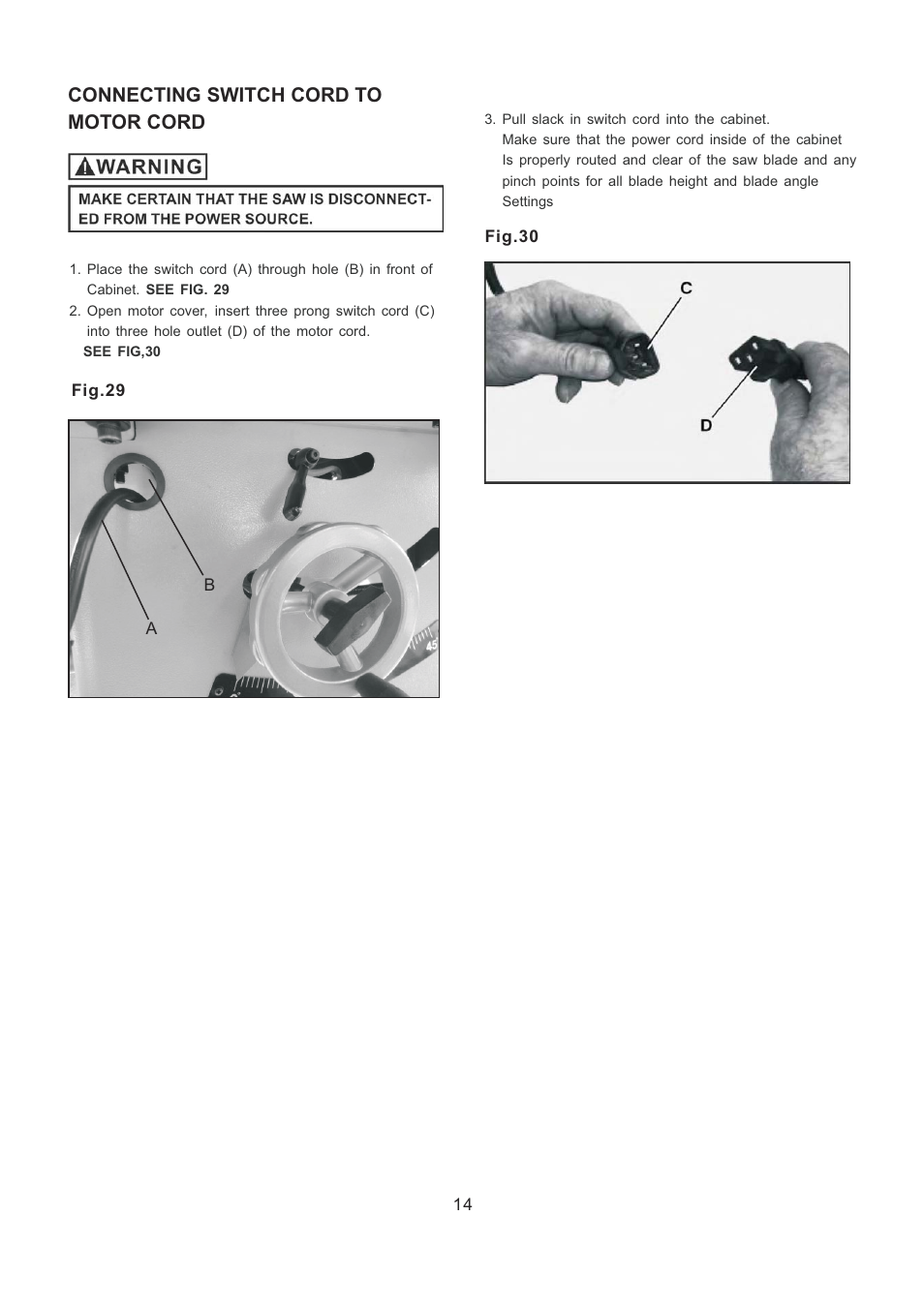 Connecting switch cord to motor cord | RIKON Power Tools 10-201 User Manual | Page 14 / 40