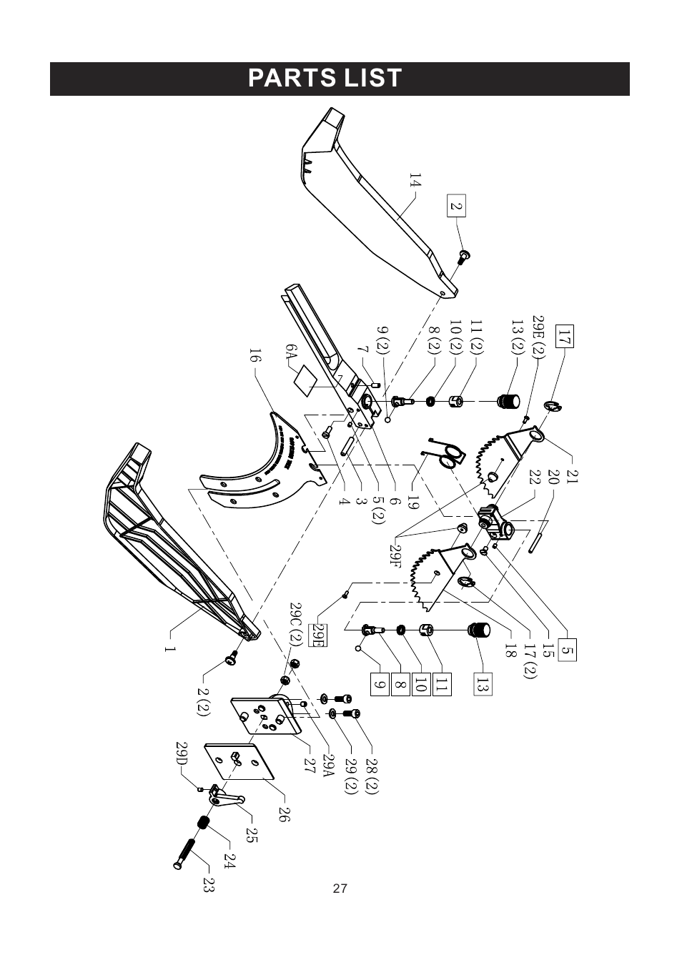 Parts list | RIKON Power Tools 10-201 User Manual | Page 27 / 40