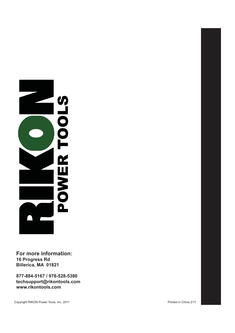 For more information | RIKON Power Tools 10-201 User Manual | Page 38 / 40