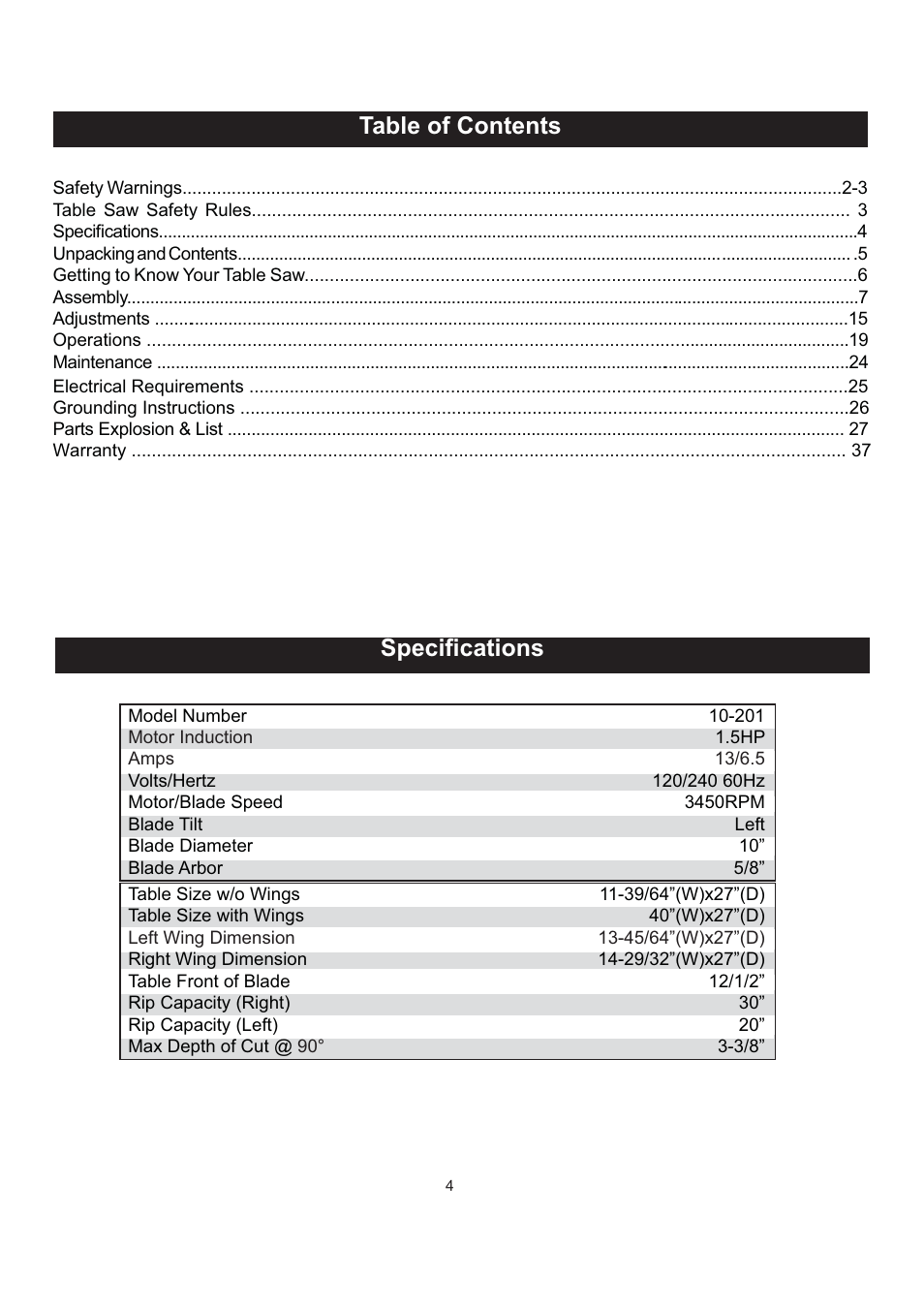 RIKON Power Tools 10-201 User Manual | Page 4 / 40