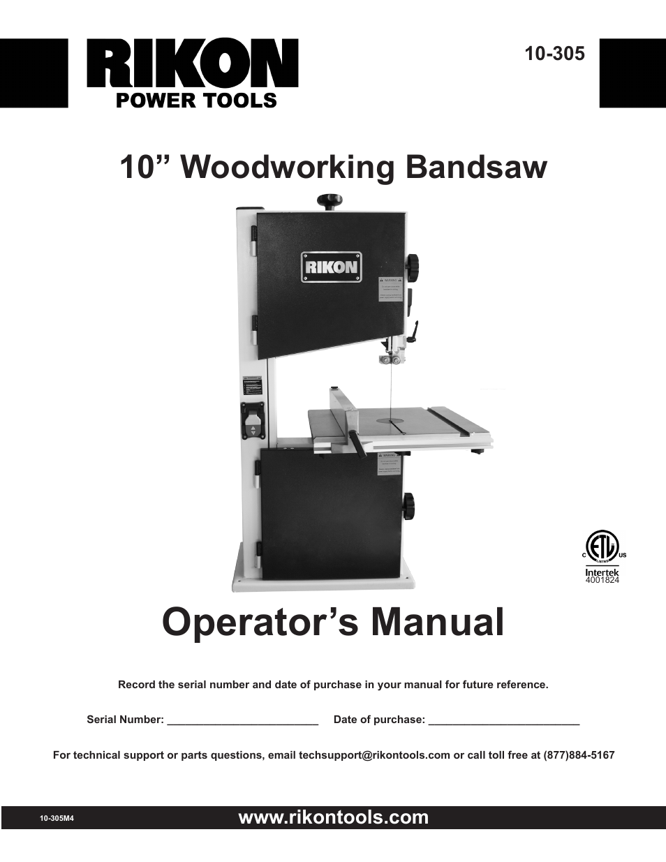 RIKON Power Tools 10-305 User Manual | 24 pages