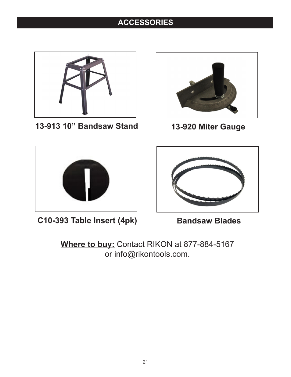 RIKON Power Tools 10-305 User Manual | Page 21 / 24