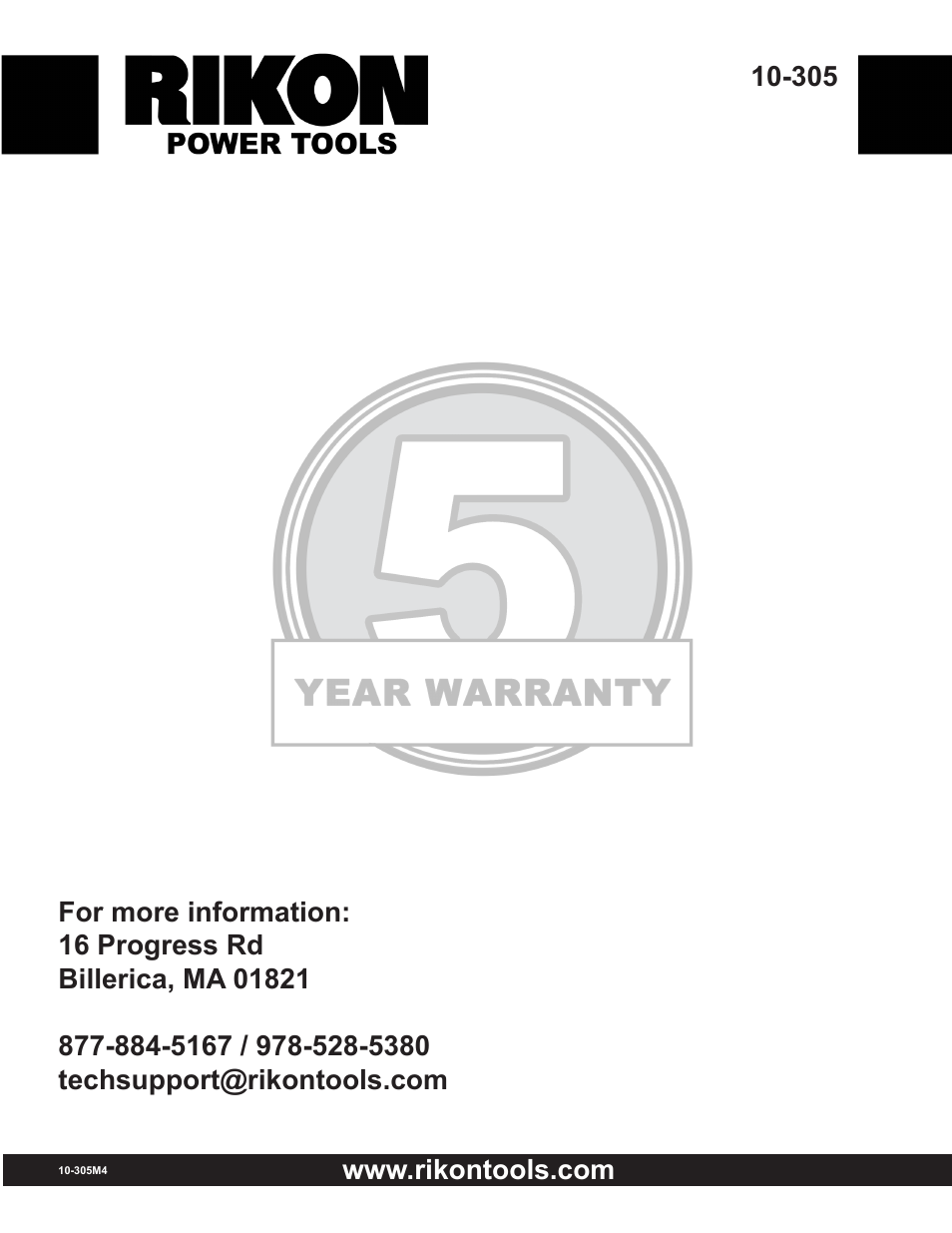 RIKON Power Tools 10-305 User Manual | Page 24 / 24