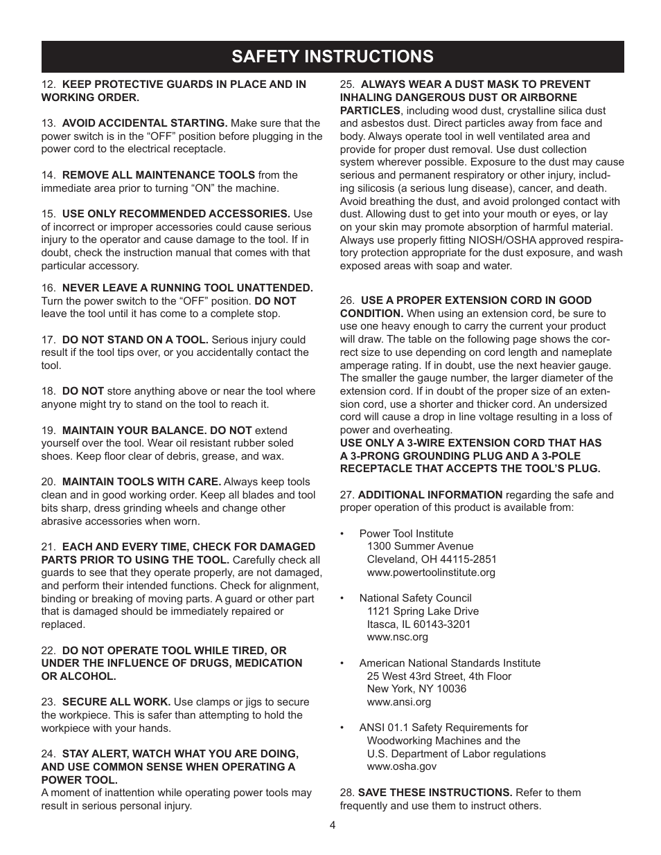 Safety instructions | RIKON Power Tools 10-305 User Manual | Page 4 / 24