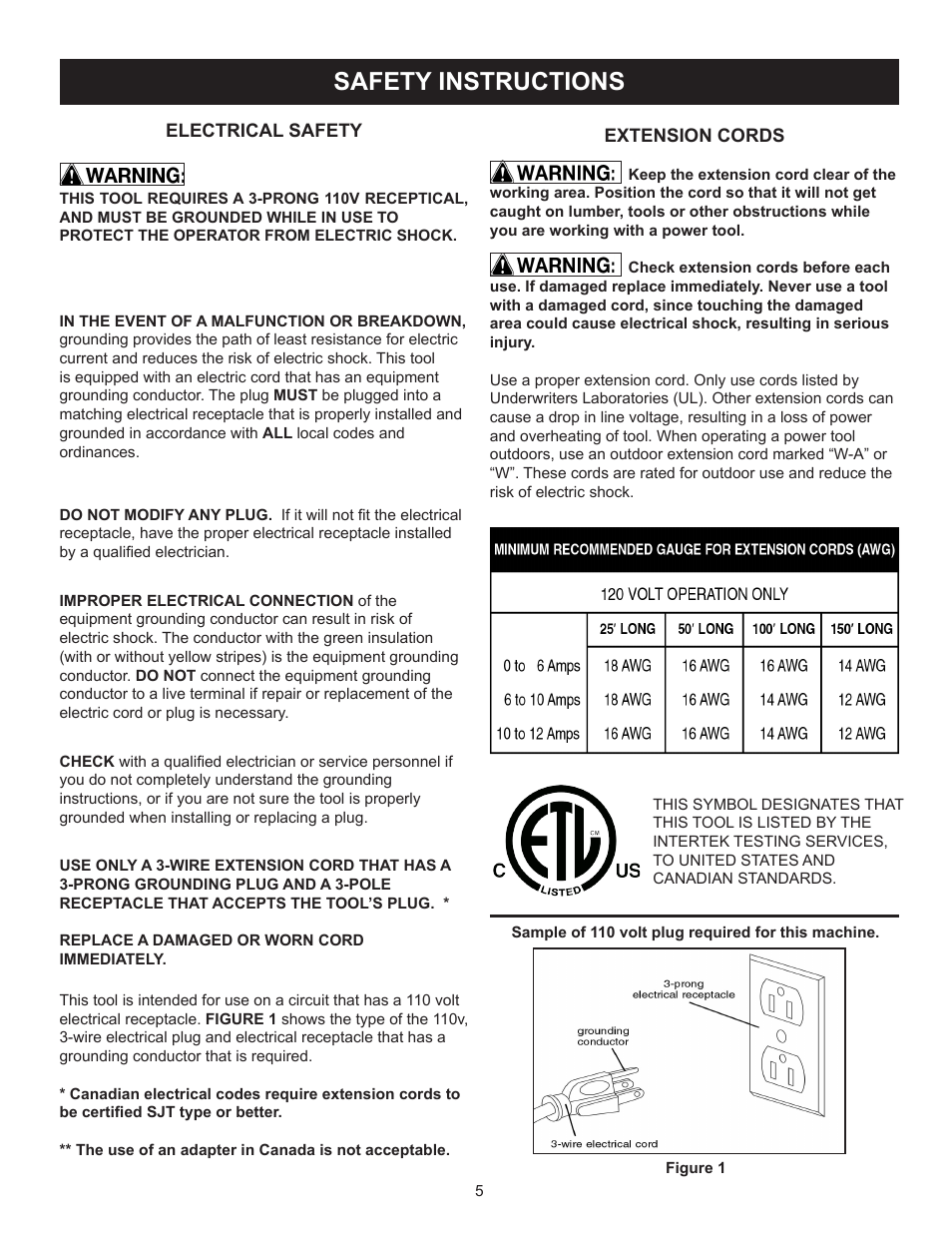 Safety instructions | RIKON Power Tools 10-305 User Manual | Page 5 / 24