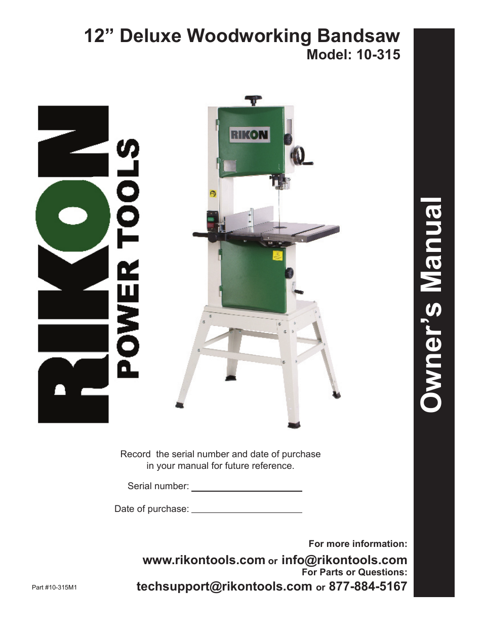 RIKON Power Tools 10-315 User Manual | 28 pages