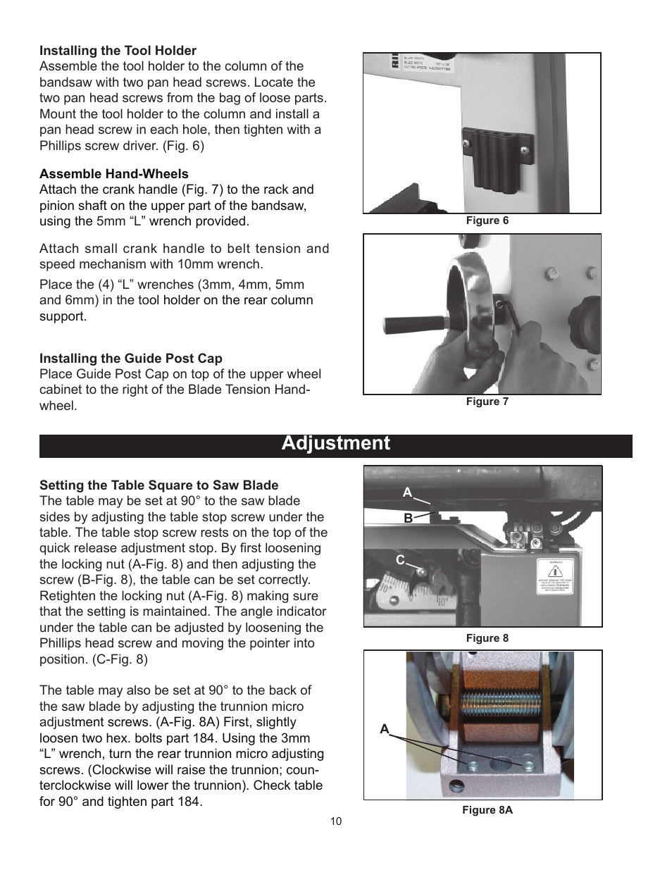 Adjustment | RIKON Power Tools 10-315 User Manual | Page 10 / 28