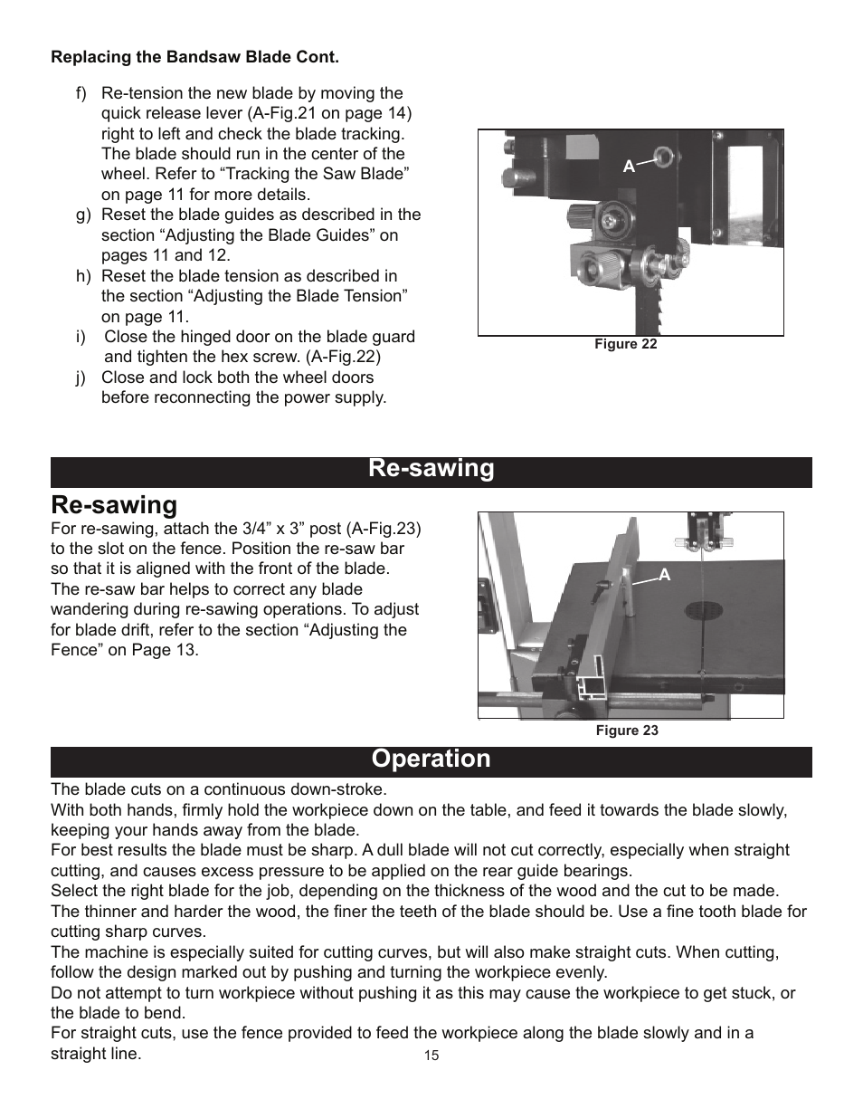 Re-sawing, Re-sawing operation | RIKON Power Tools 10-315 User Manual | Page 15 / 28
