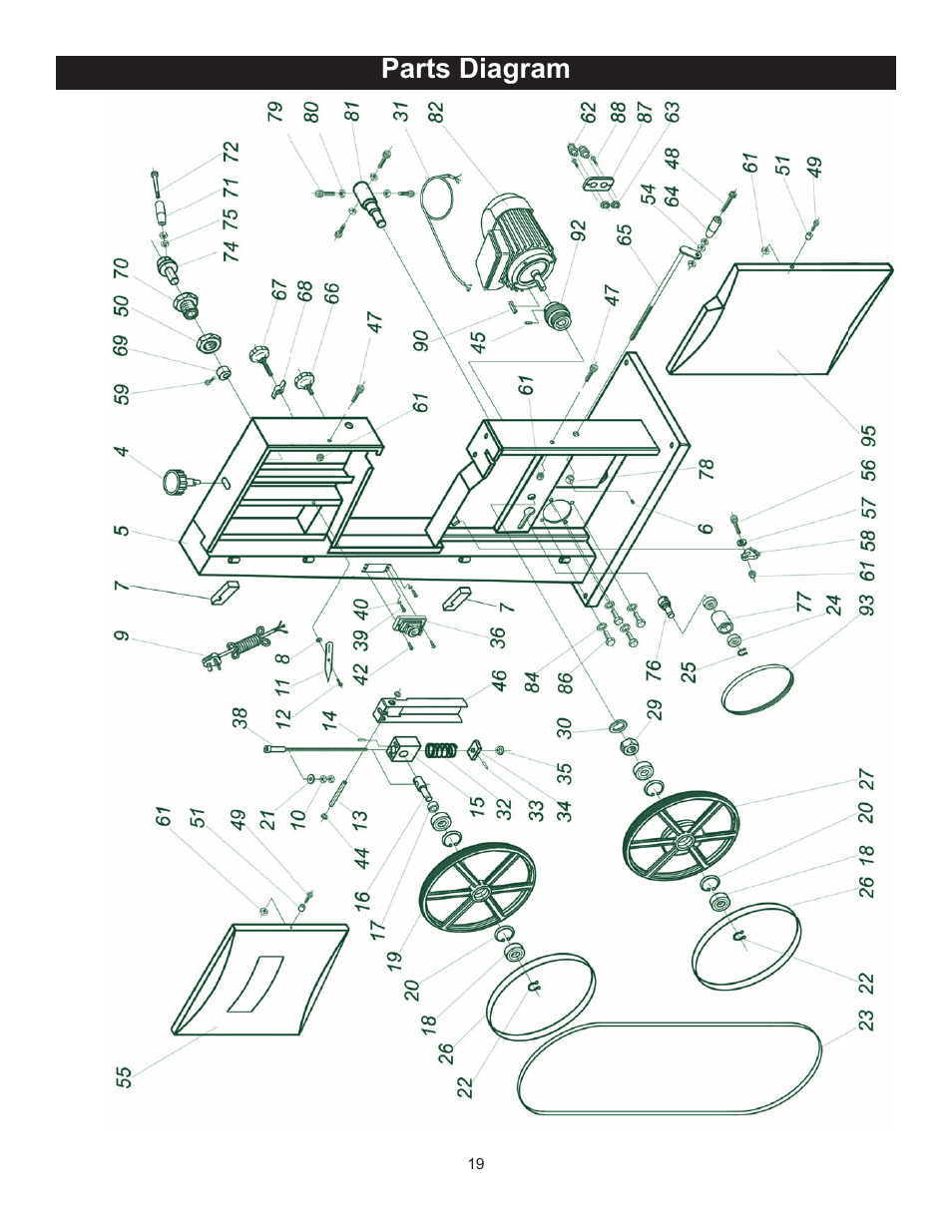 Parts diagram | RIKON Power Tools 10-315 User Manual | Page 19 / 28