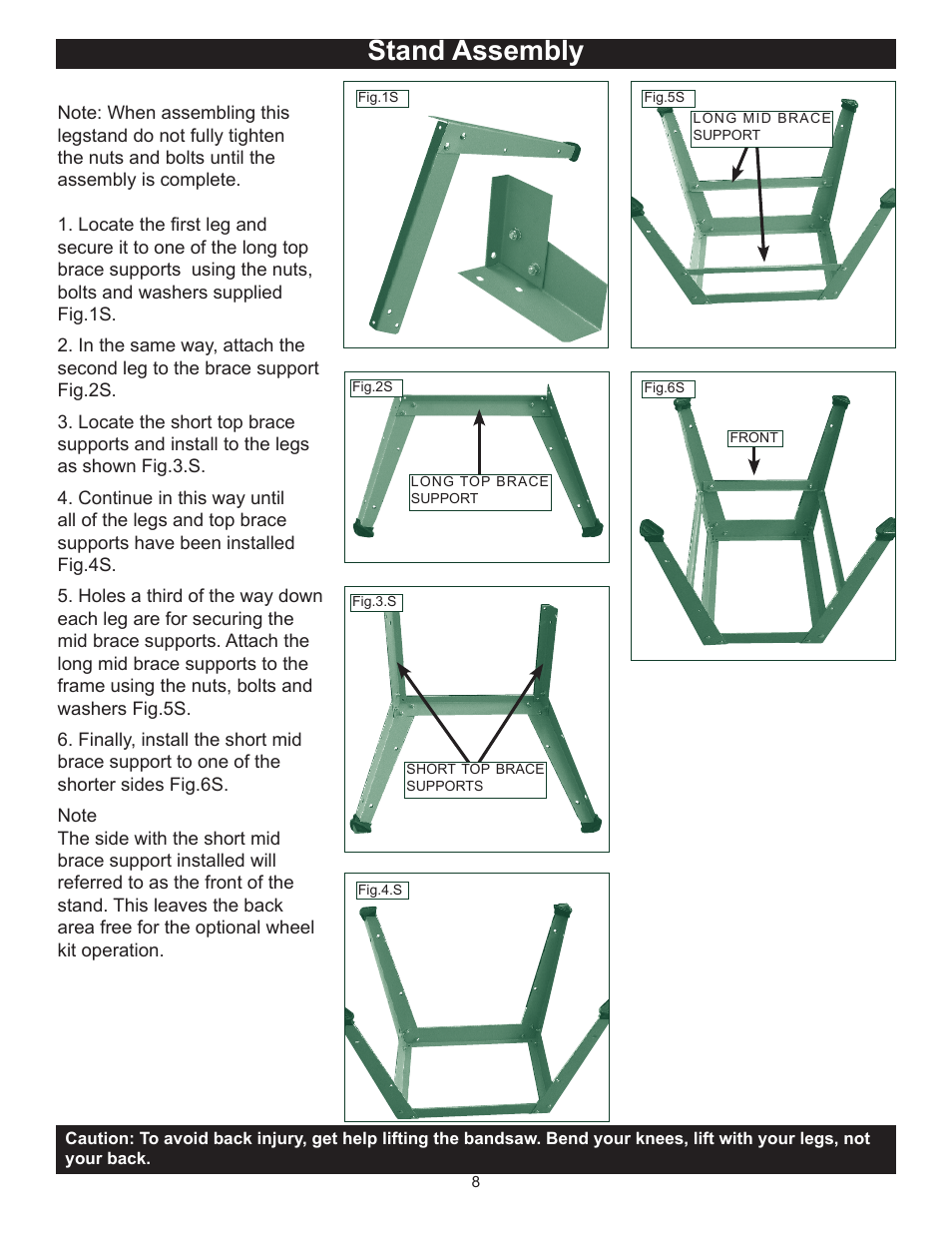 Stand assembly | RIKON Power Tools 10-315 User Manual | Page 8 / 28