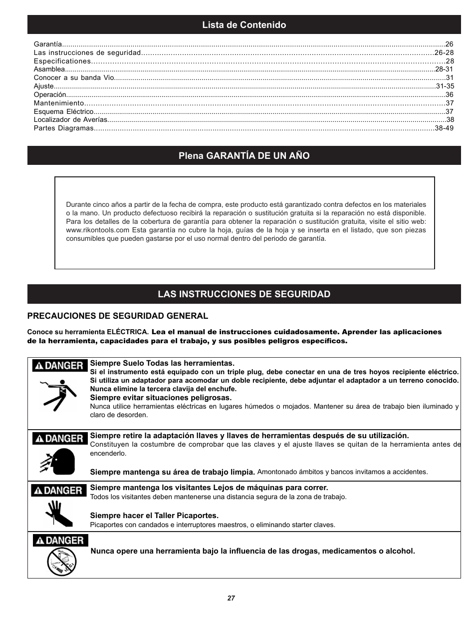 RIKON Power Tools 10-321 User Manual | Page 27 / 52