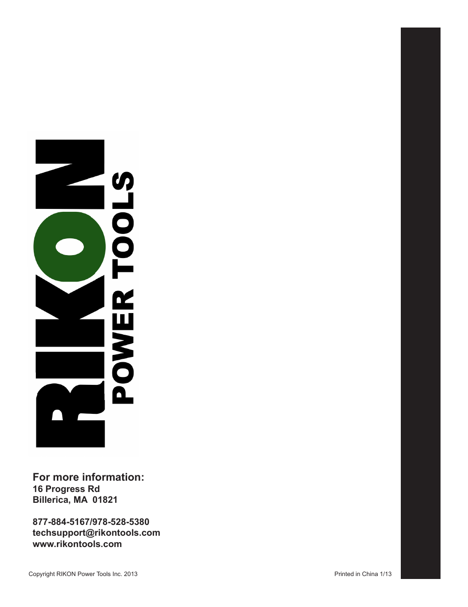 For more information | RIKON Power Tools 10-321 User Manual | Page 52 / 52