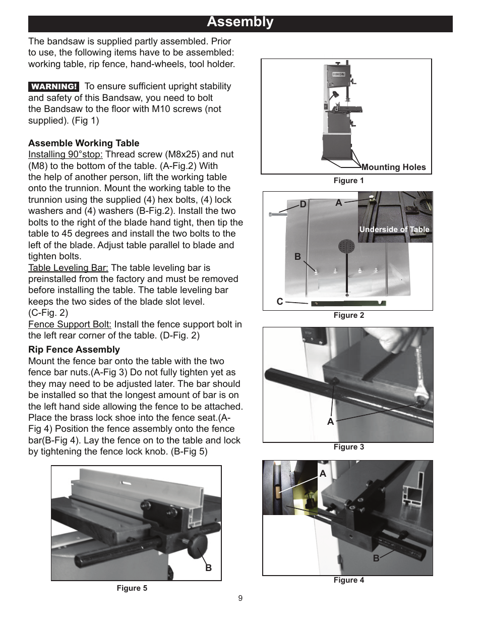 Assembly | RIKON Power Tools 10-325 User Manual | Page 9 / 28