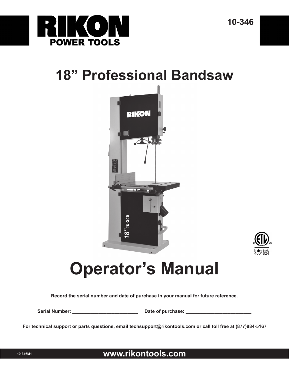 RIKON Power Tools 10-346 User Manual | 38 pages