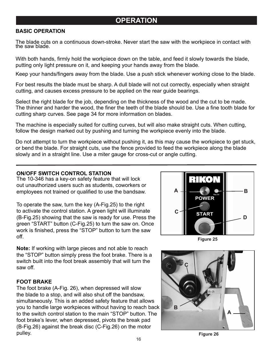 Operation | RIKON Power Tools 10-346 User Manual | Page 16 / 38