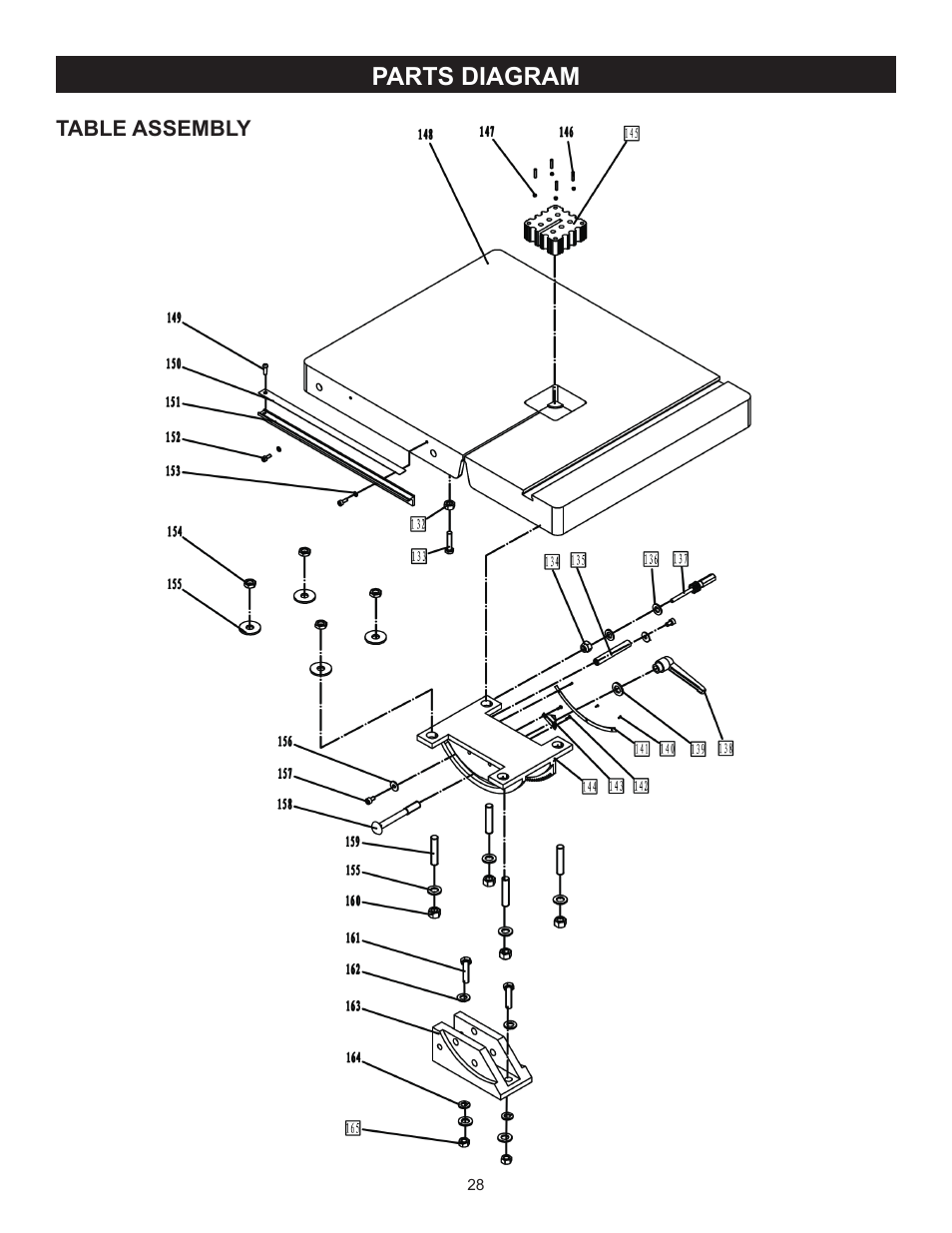 Parts diagram | RIKON Power Tools 10-346 User Manual | Page 28 / 38