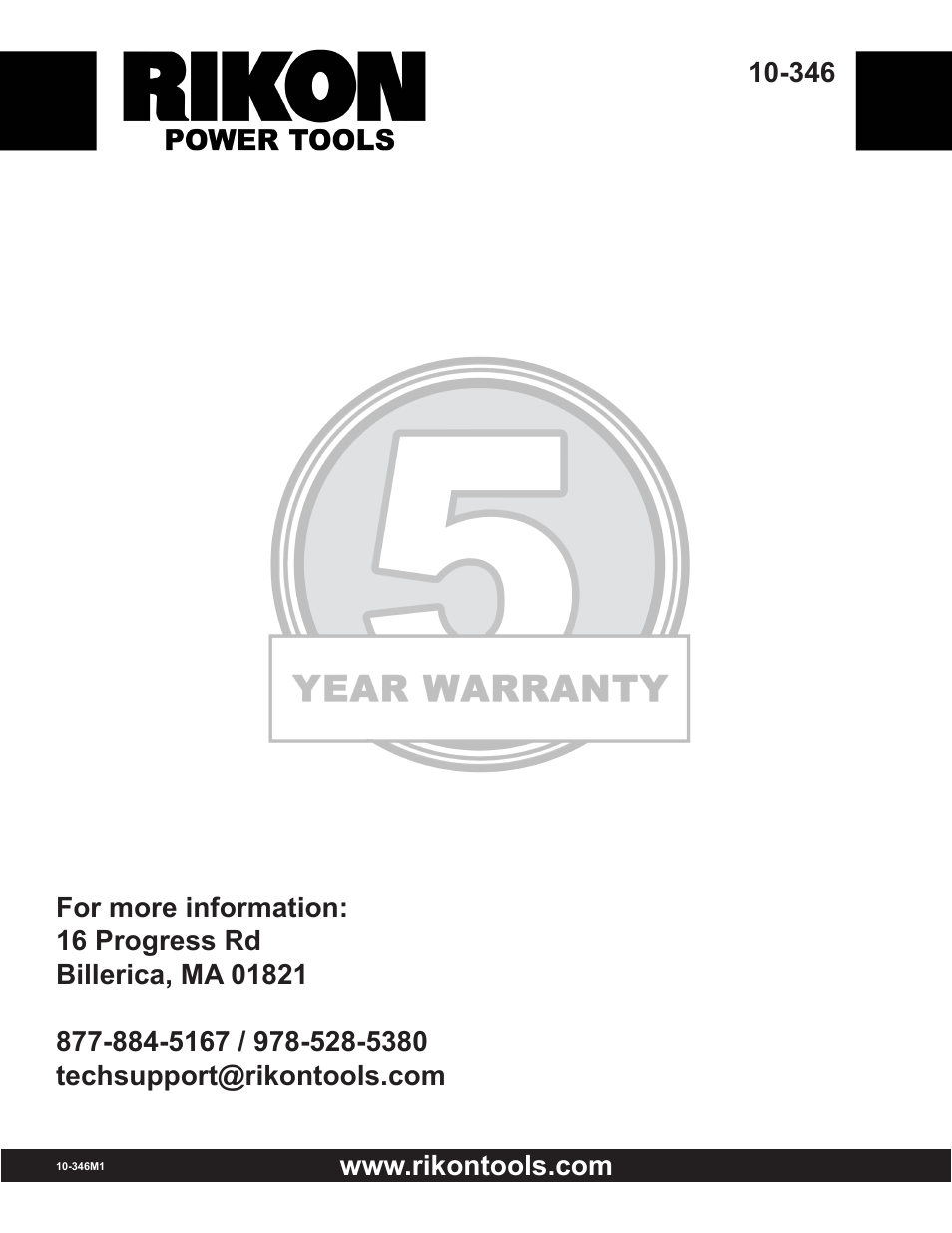 RIKON Power Tools 10-346 User Manual | Page 38 / 38