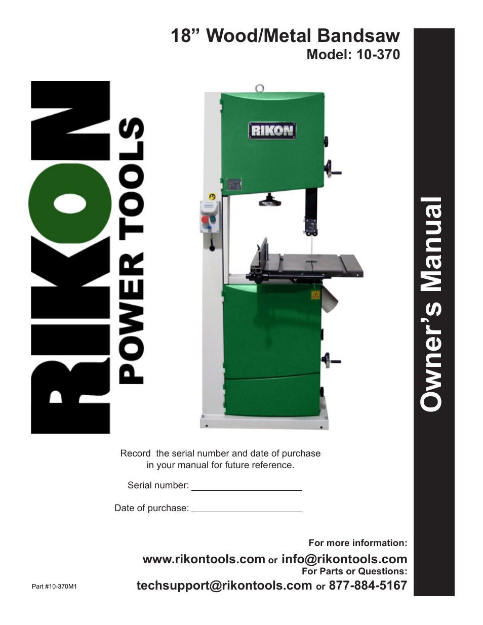 RIKON Power Tools 10-370 User Manual | 34 pages