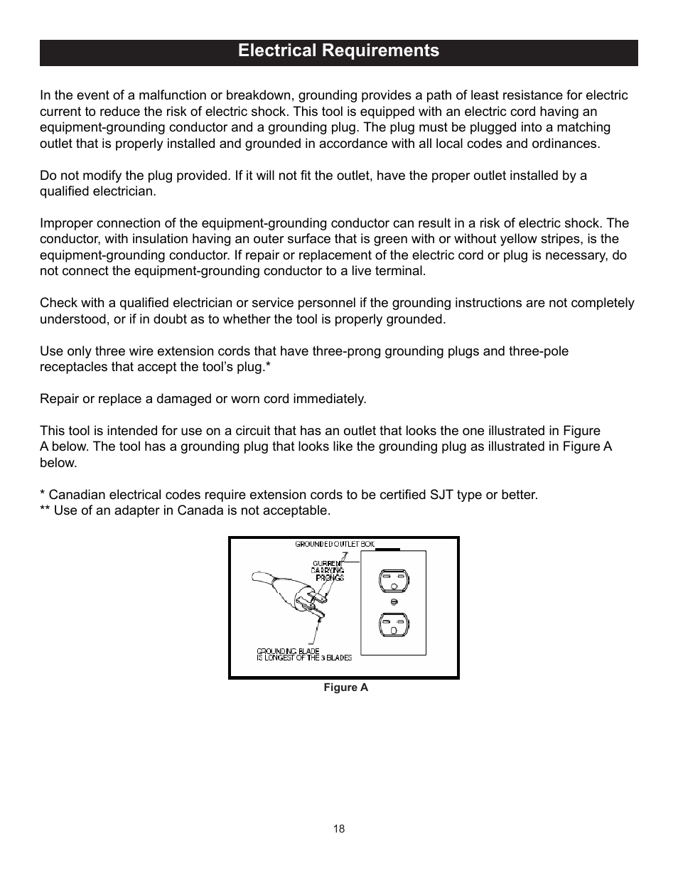 Electrical requirements | RIKON Power Tools 10-370 User Manual | Page 18 / 34