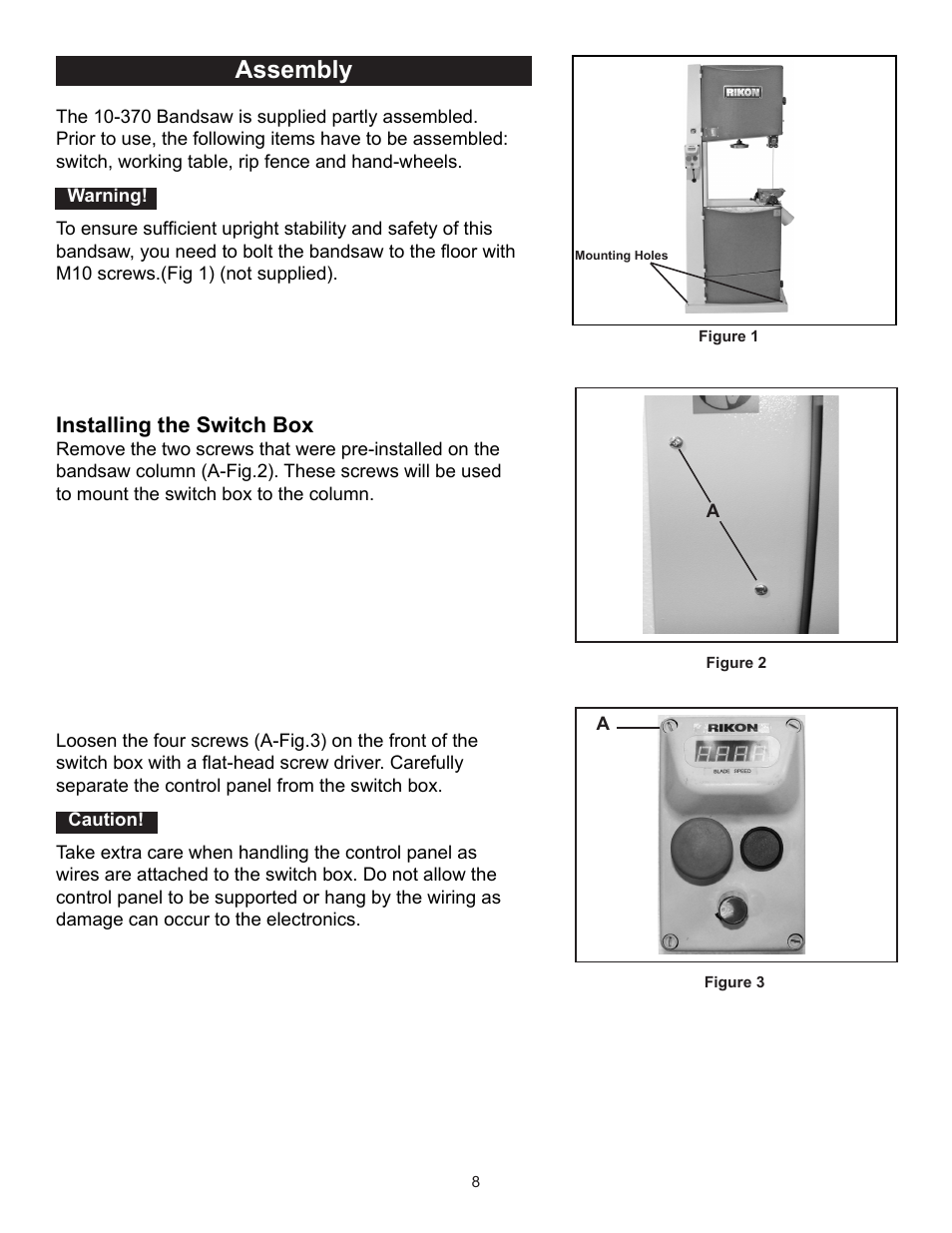 Assembly | RIKON Power Tools 10-370 User Manual | Page 8 / 34