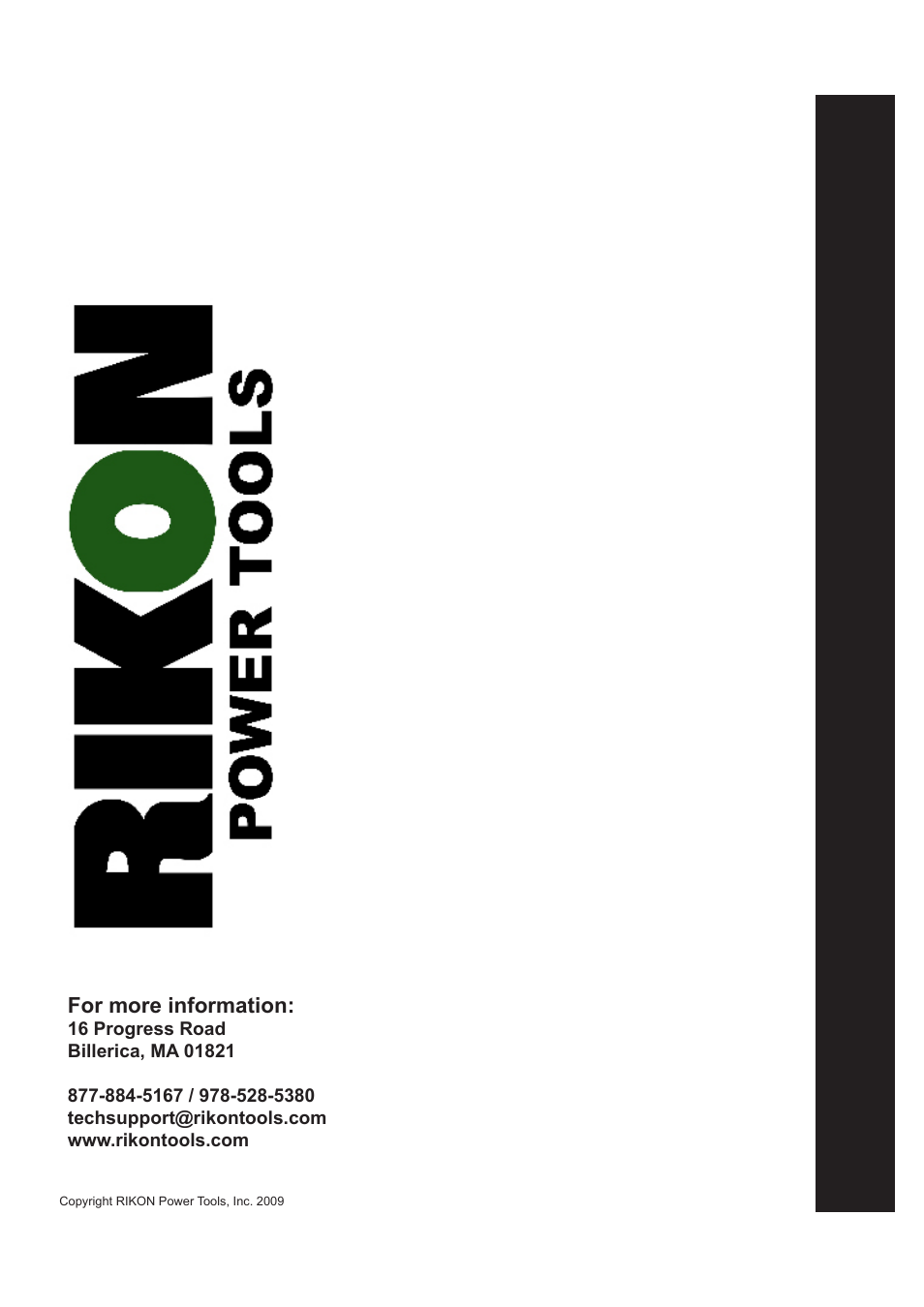 For more information | RIKON Power Tools 10-600VS User Manual | Page 17 / 17