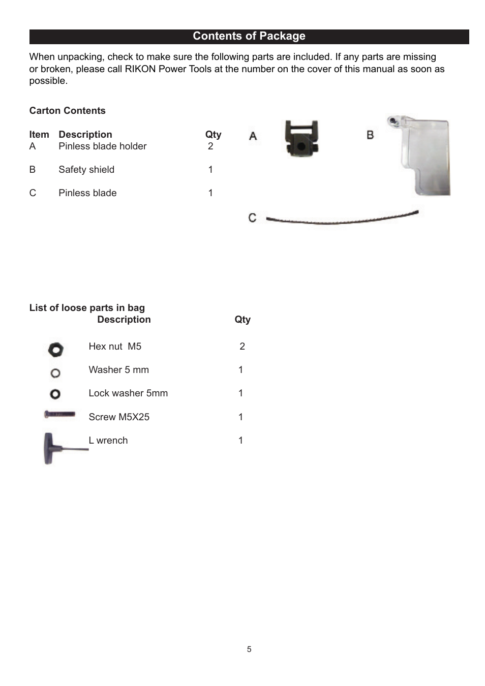 RIKON Power Tools 10-600VS User Manual | Page 5 / 17
