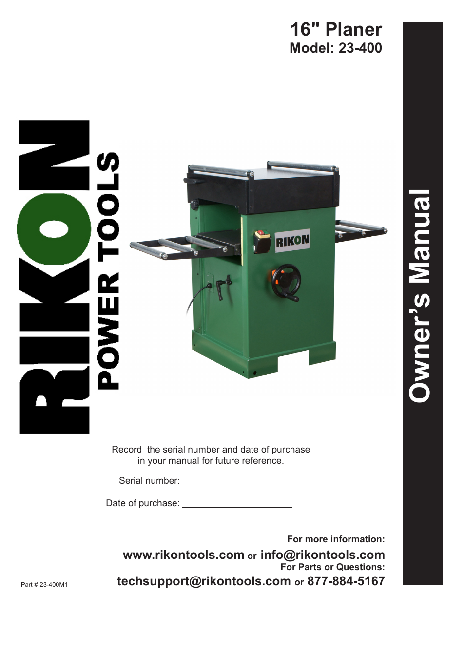 RIKON Power Tools 23-400 User Manual | 22 pages