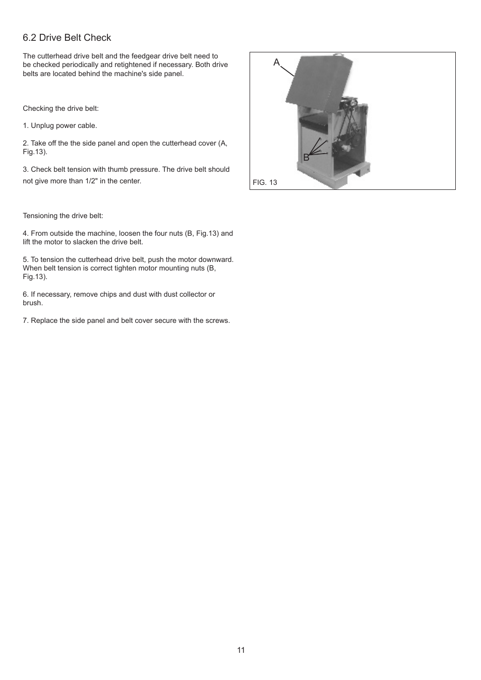 2 drive belt check | RIKON Power Tools 23-400 User Manual | Page 11 / 22