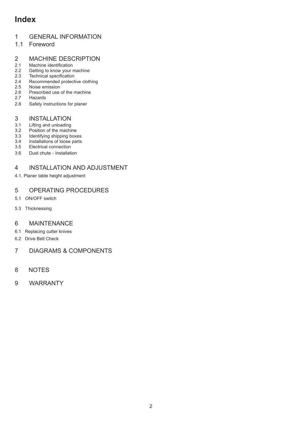 Index | RIKON Power Tools 23-400 User Manual | Page 2 / 22